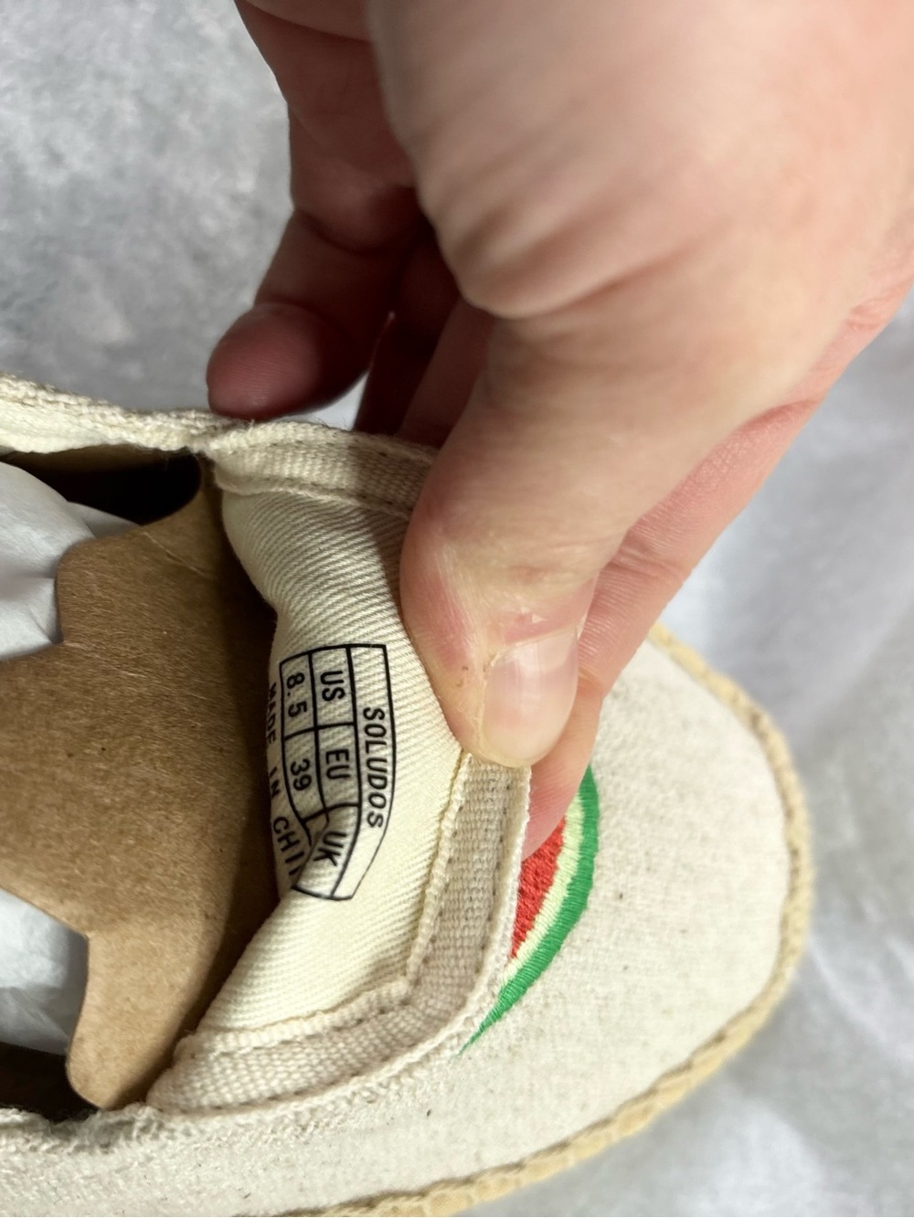 Soludos Watermelon Juice Platform Espadrilles natural sand patch novelty 8.5 new - Picture 8 of 9